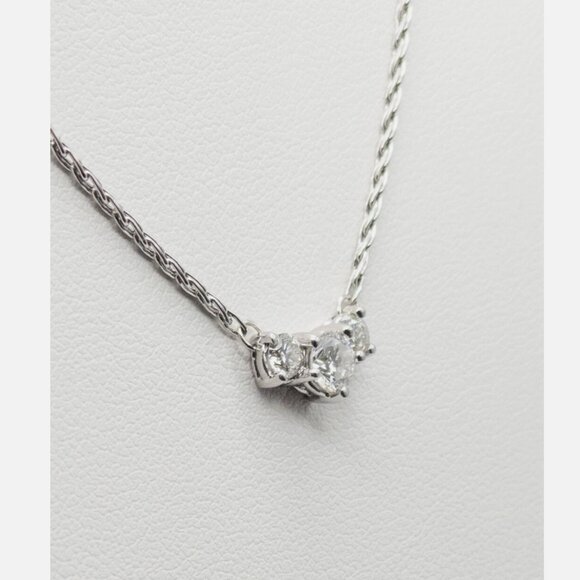 1ct Si1 H 3 Natural Diamond Platinum 17" Necklace - Picture 3 of 5